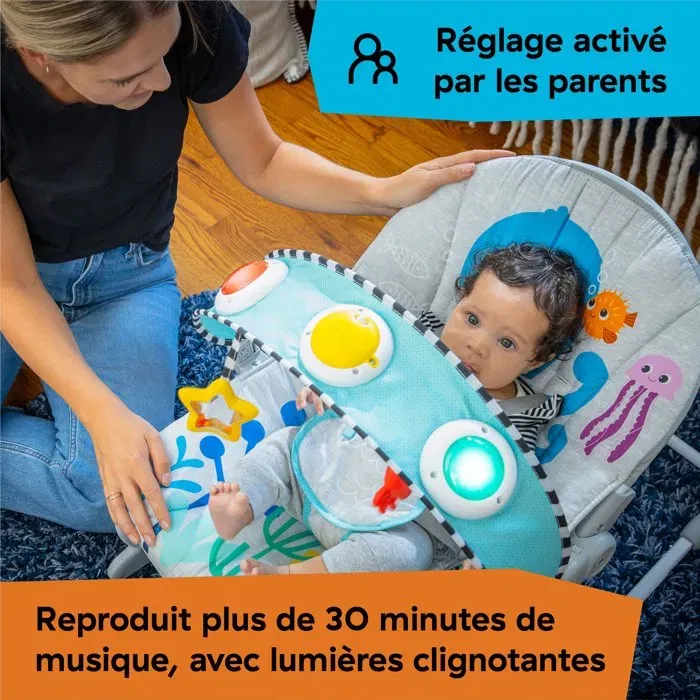 BABY EINSTEIN BE74451167872 Tumbona Columpio Ocean Explorers Musical Rocker para Niños de 0 a 30 Meses