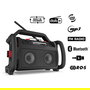 Perfectpro RockPRO - Radio digital de obra resistente IP65, DAB+/FM, Bluetooth 5.0, 4 altavoces, 30W, pantalla, batería recargable, negro/rojo