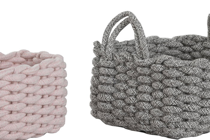DKD Home Decor Set de 3 Cestas de Cuerda Colección CUERDA Surtido