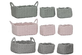 DKD Home Decor Set de 3 Cestas de Cuerda Colección CUERDA Surtido