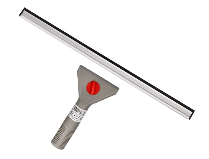 Q-connect Limpiaventanas Industrial, 40 cm de Ancho, Mango y Hoja de Plástico para Limpieza de Cristales