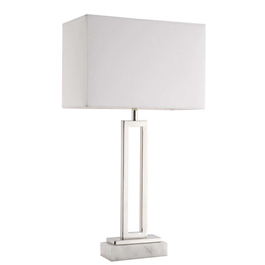 DKD Home Decor Lámpara de sobremesa de acero y mármol cromada