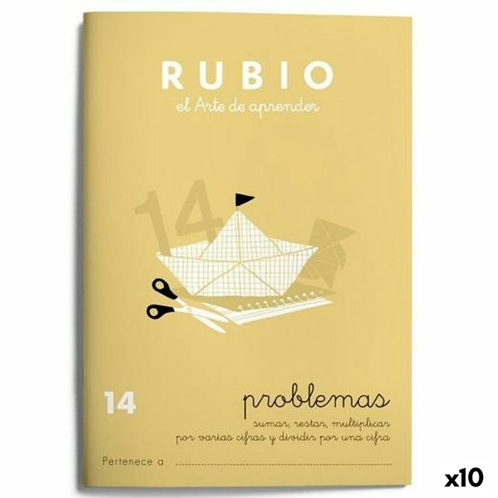 RUBIO Cuaderno A5 Operaciones y Problemas Nº 14 Divisiones por una cifra (Set de 10)