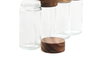DKD Home Decor Especiero Set de 6 Piezas Cristal y Acacia Natural 10 x 11 x 19 cm