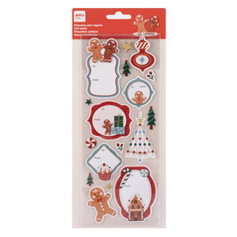 APLI Set de 5 Etiquetas de Regalo para Bolsa de Navidad con Diseño de Galleta