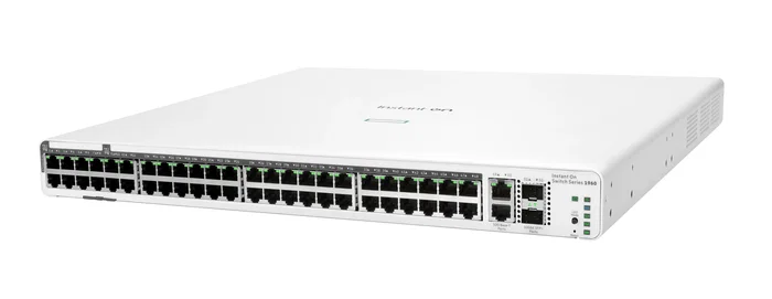 HPE Aruba JL808A Switch Instant On 1960 Gestionado L2+, 48 Puertos Gigabit RJ-45 + 2 Puertos 10GBase-T + 2 SFP+, Apilable, 1U, Sin PoE, 176 Gbit/s