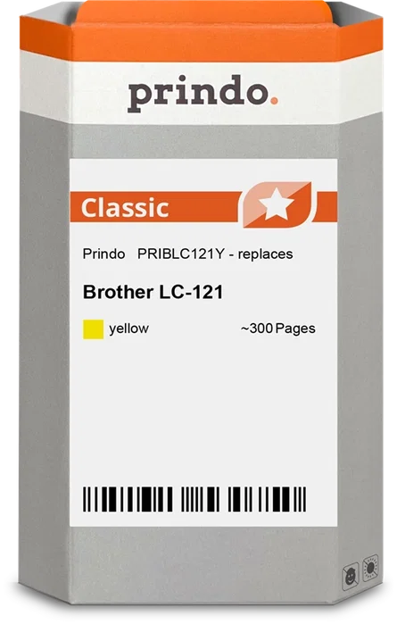 Prindo Classic Cartucho de tinta amarillo compatible con Brother LC121Y Prindo Classic Cartucho de tinta amarillo compatible con Brother LC121Y