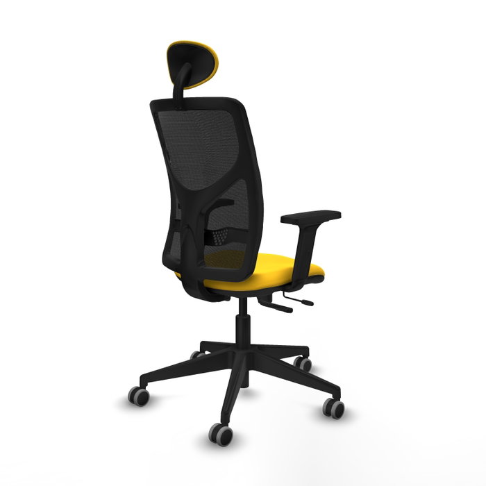 PIQUERAS Y CRESPO Silla de oficina Motilla con mecanismo Sincro/Traslack, Amarillo y Negro