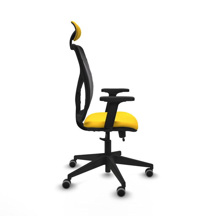 PIQUERAS Y CRESPO Silla de oficina Motilla con mecanismo Sincro/Traslack, Amarillo y Negro
