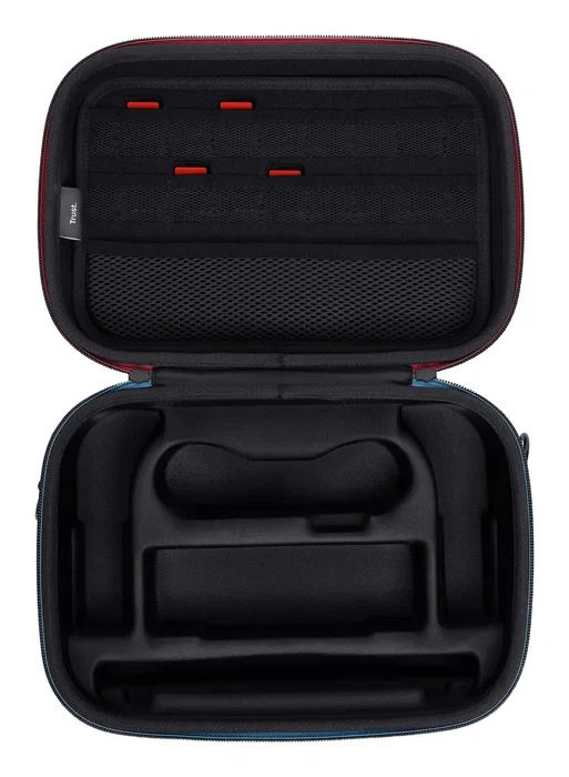 Trust GXT 1247 Funda protectora rígida para Nintendo Switch y OLED, maletín XXL con asa para consola, mandos y accesorios, Negro/Azul/Rojo