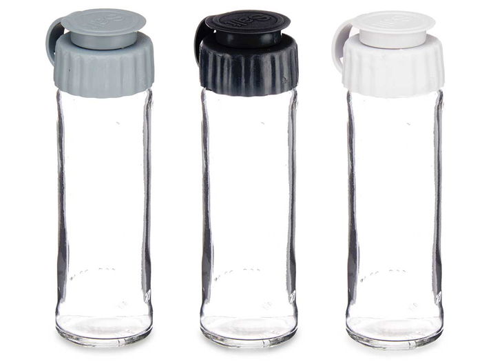 VIVALTO Salero Cristal 112 ml Blanco, Negro, Gris, Surtido 3.5 x 13.7 x 5 cm (Set de 24)