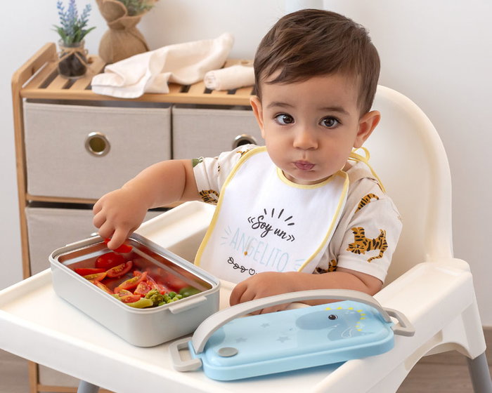 KioKids Caja Almuerzo Acero Inoxidable Dino Azul Dolci Amici +4 meses 550ml