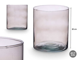Giftdecor Jarron Cristal Cilindro 17 cm Diámetro X 20 cm Gris (Set de 4)