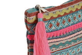 DKD Home Decor Neceser Mediterraneo Algodón y Poliéster Multicolor 2 x 13.5 x 19.5 cm (2 Unidades)