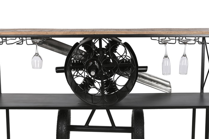 DKD Home Decor Consola Avion Negro Natural Metal Madera 191 x 91 x 58 cm