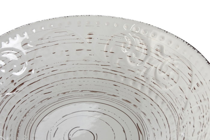 DKD Home Decor Ensaladera de Gres Blanco con Relieve 24,5x24,5x7 cm