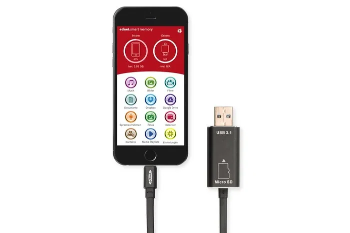 Ednet 31519 Lector de tarjetas MicroSD USB 3.2 Gen 1 y Lightning Negro Ednet 31519 Lector de tarjetas MicroSD USB 3.2 Gen 1 y Lightning Negro