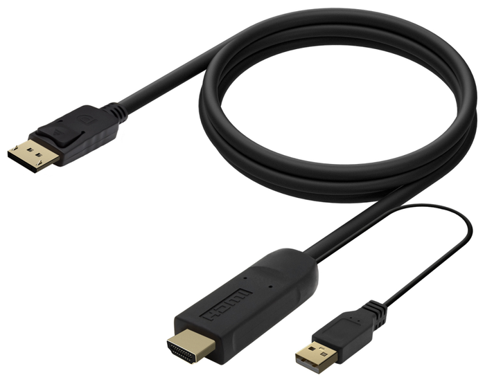 Aisens Cable Conversor Activo HDMI 2.0 a DisplayPort 1.2 con USB, Negro, 1.8m Aisens Cable Conversor Activo HDMI 2.0 a DisplayPort 1.2 con USB, Negro, 1.8m