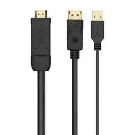 AISENS Cable Conversor Activo HDMI 2.0 a DisplayPort 1.2 con USB Alimentación, 1.8m, Negro