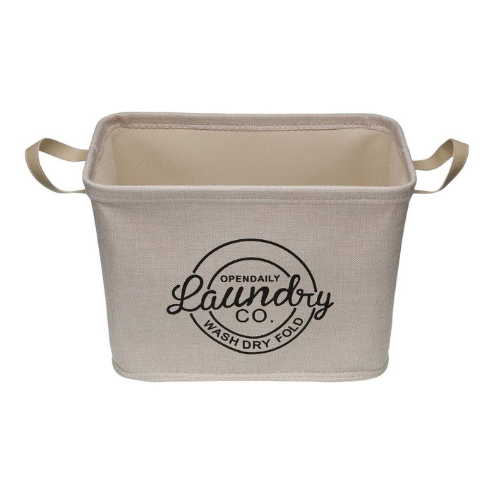 Cesto para la Ropa Sucia Versa Crema Poliéster PVC Metal EVA 38 x 25 x 26 cm