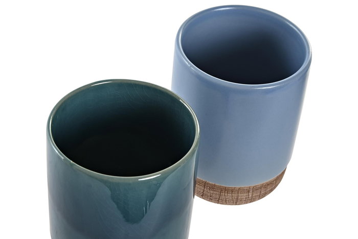 DKD Home Decor Vaso Gres Azul Verde 8 x 10 x 8 cm (12 Unidades)