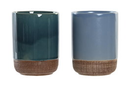 DKD Home Decor Vaso Gres Azul Verde 8 x 10 x 8 cm (12 Unidades)