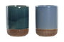 DKD Home Decor Vaso Gres Azul Verde 8 x 10 x 8 cm (12 Unidades)