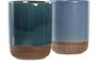 DKD Home Decor Vaso Gres Azul Verde 8 x 10 x 8 cm (12 Unidades)