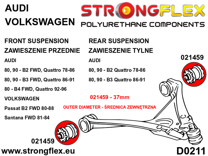 StrongFlex 021459A Silentblock Sport Wishbone Delantero y Trasero StrongFlex 021459A Silentblock Sport Wishbone Delantero y Trasero