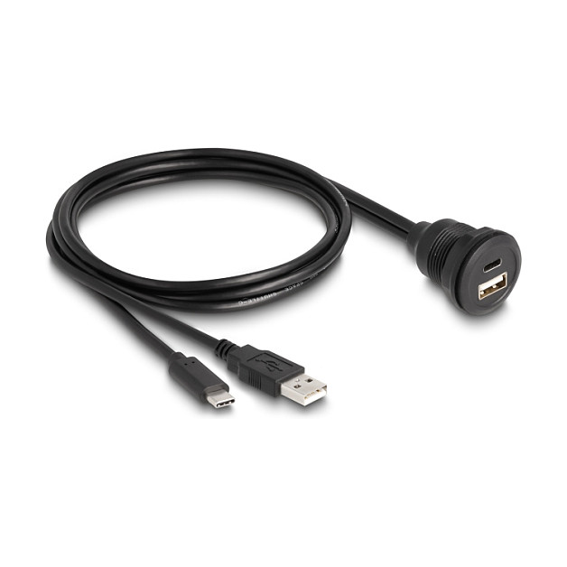 DeLOCK Cable USB 2.0 Macho USB-A/USB-C a Hembra USB-A/USB-C 1 m Negro