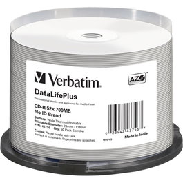 Verbatim CD-R DataLifePlus Wide Thermal Professional 700MB 52x (50 unidades)