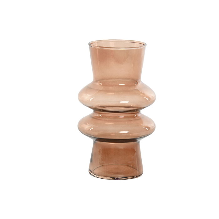 DKD Home Decor Jarrón Moderno Decorativo de Cristal Color Ámbar