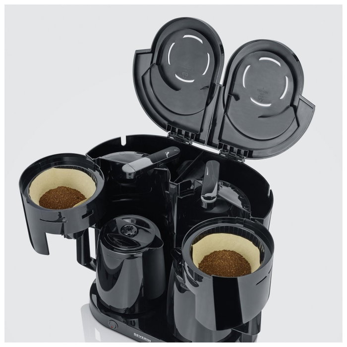 Severin KA 9315 Cafetera de filtro negra con dos jarras térmicas