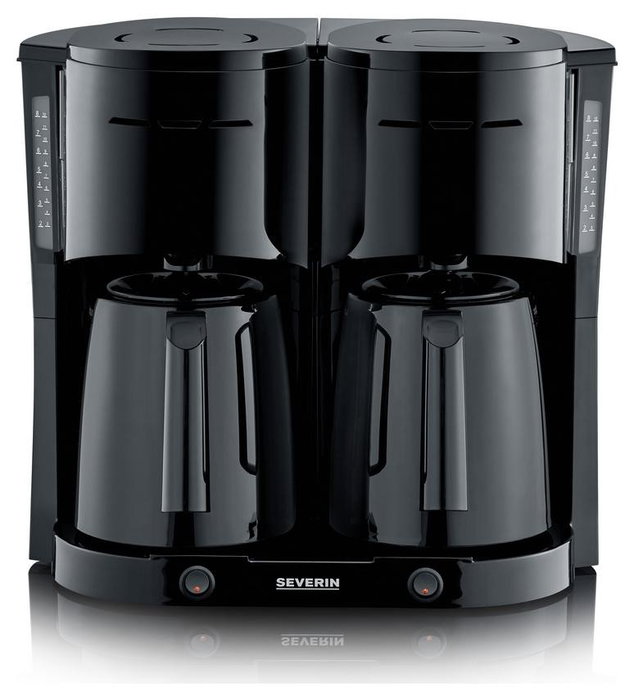 Severin KA 9315 Cafetera de filtro negra con dos jarras térmicas