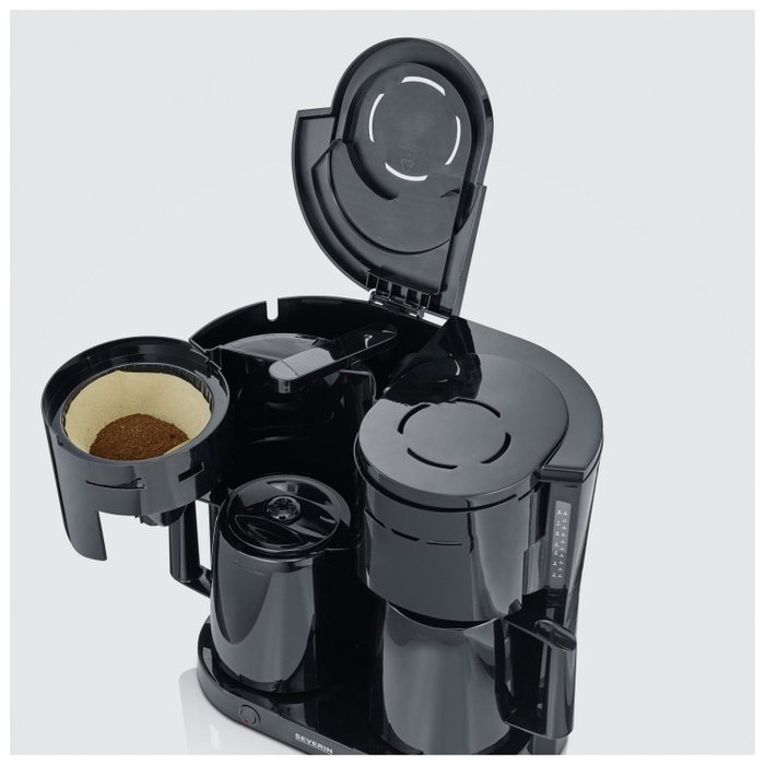 Severin KA 9315 Cafetera de filtro negra con dos jarras térmicas