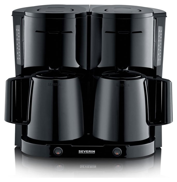 Severin KA 9315 Cafetera de filtro negra con dos jarras térmicas