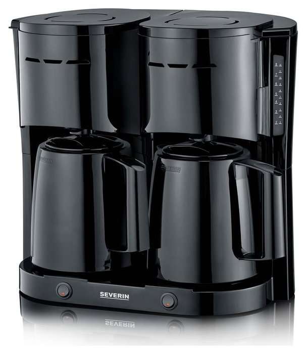 Severin KA 9315 Cafetera de filtro negra con dos jarras térmicas