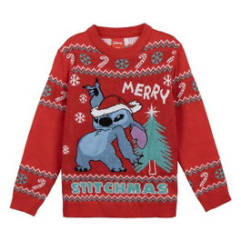 Cerdá Jersey Punto Navideño Stitch 12 Años Rojo