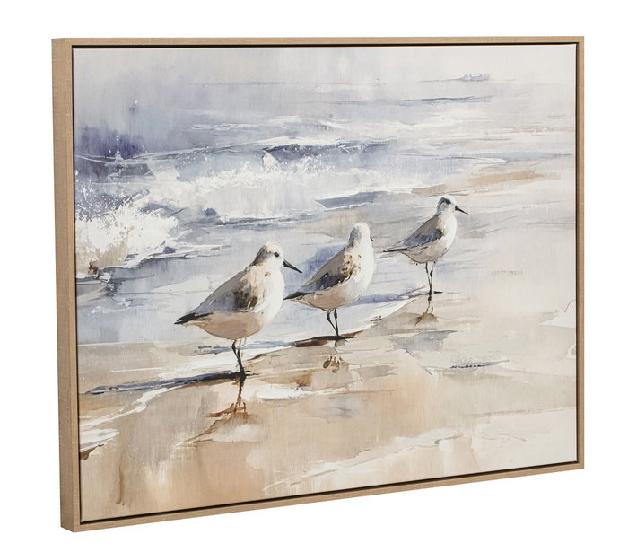 DKD Home Decor Cuadro Lienzo Playa Gaviotas Surtido de 2