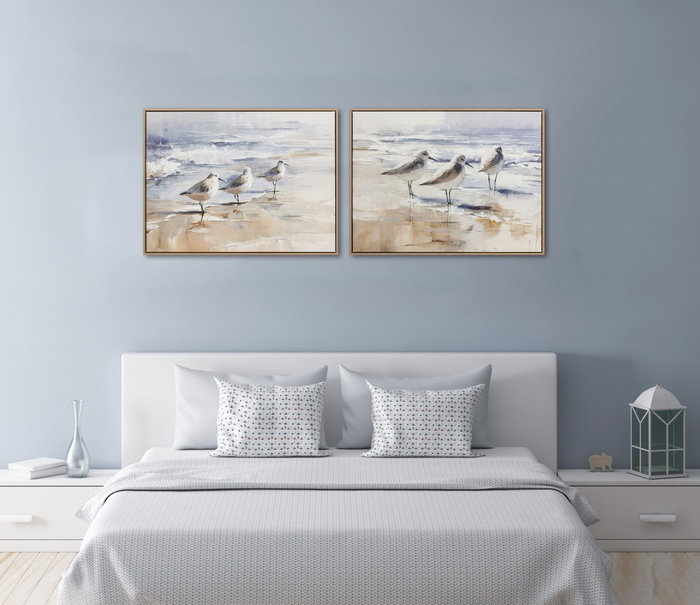 DKD Home Decor Cuadro Lienzo Playa Gaviotas Surtido de 2