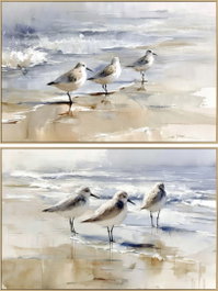 DKD Home Decor Cuadro Lienzo Playa Gaviotas Surtido de 2