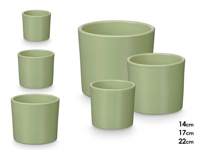 Ibergarden Set 3 Macetas Cilindro Menta Mate, 14 cm, 17 cm, 22 cm, Arcilla Ibergarden Set 3 Macetas Cilindro Menta Mate, 14 cm, 17 cm, 22 cm, Arcilla