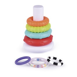 Tachan Apilable Discos De Colores para Bebé con Sonajero, Coordinación Mano-Ojo, Motricidad Fina, +6 Meses