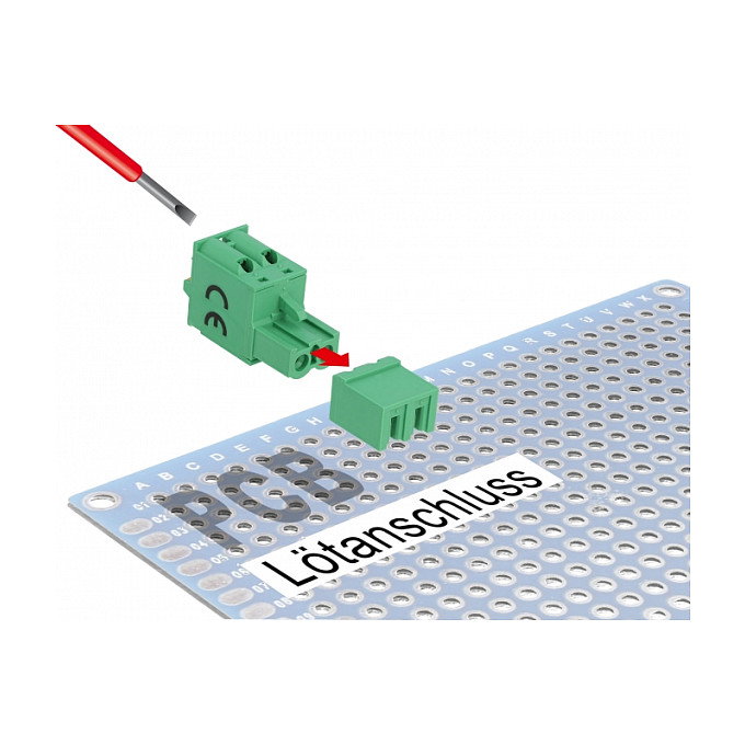 DeLOCK Bloque de terminales para PCB 2 pin 5,08 mm paso horizontal 66505