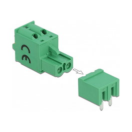 DeLOCK Bloque de terminales para PCB 2 pin 5,08 mm paso horizontal 66505