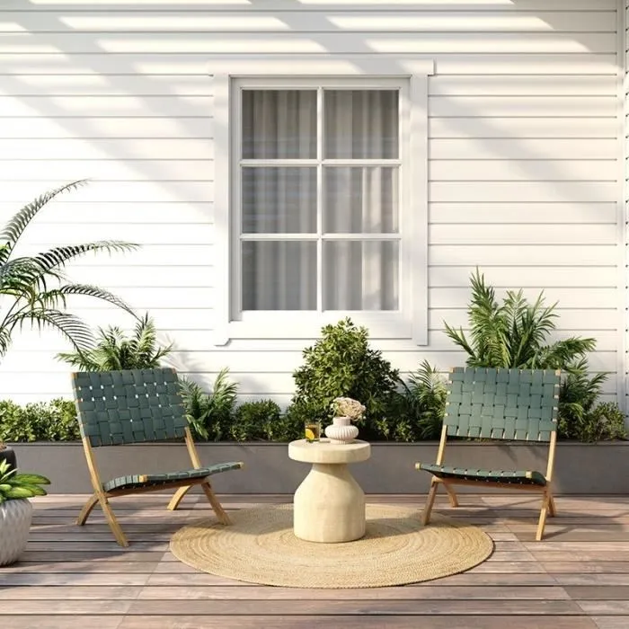 Beau Rivage GAVERONBS02190 Juego de 2 sillones de jardín VERONE de madera de acacia FSC y cuerda verde Beau Rivage GAVERONBS02190 Juego de 2 sillones de jardín VERONE de madera de acacia FSC y cuerda verde