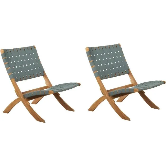 Beau Rivage GAVERONBS02190 Juego de 2 sillones de jardín VERONE de madera de acacia FSC y cuerda verde Beau Rivage GAVERONBS02190 Juego de 2 sillones de jardín VERONE de madera de acacia FSC y cuerda verde