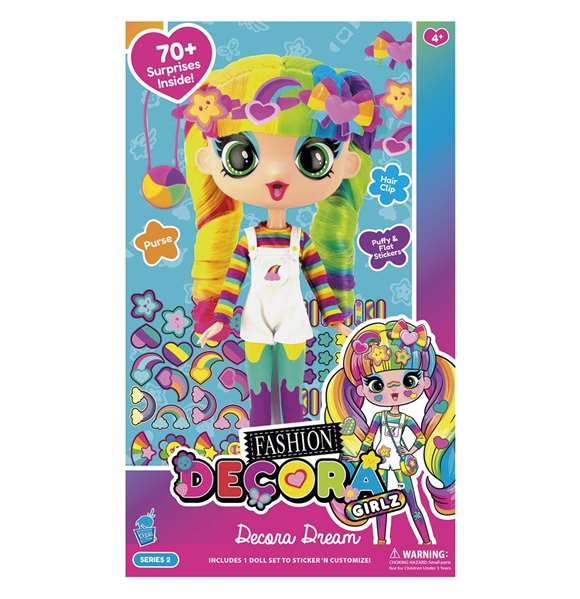Toy Partner Muñeca Decora Fashion 28 cm con Más de 70 Sorpresas y Pegatinas con Relieve - Modelos Surtidos