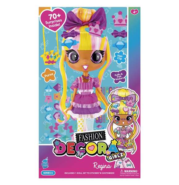 Toy Partner Muñeca Decora Fashion 28 cm con Más de 70 Sorpresas y Pegatinas con Relieve - Modelos Surtidos