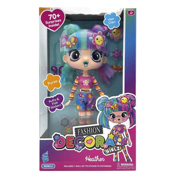 Toy Partner Muñeca Decora Fashion 28 cm con Más de 70 Sorpresas y Pegatinas con Relieve - Modelos Surtidos